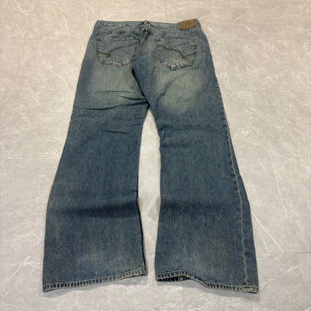 Unionbay Mens 36x34 Relaxed Wide Leg Blue Denim Jeans Medium Wash Cotton 4473